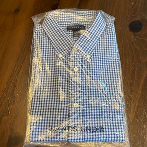 NWT Men’s Land’s End short sleeve seersucker shirt size L